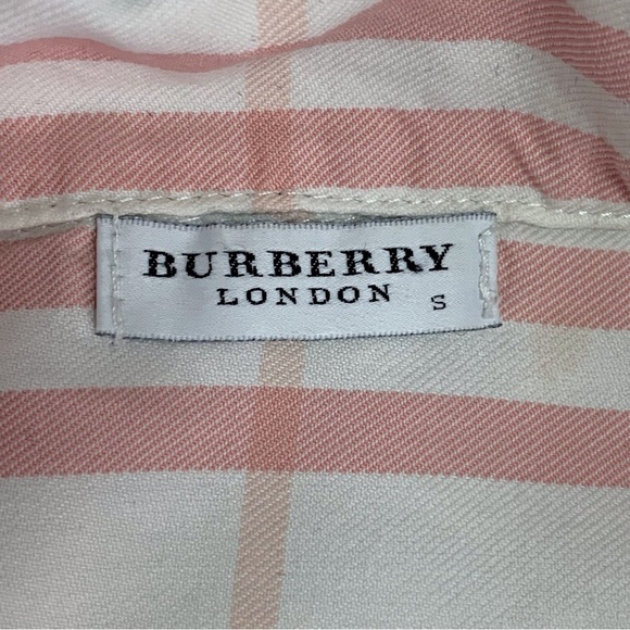 Burberry Women's Pink/White Nova Check Button Down Pajama Shirt Size Small - Picture 14 of 16